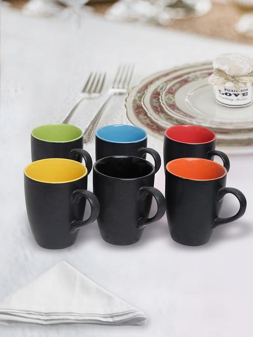 set of 6 multi-colored ceramic mug - 14155045 - Very Small Image - 1