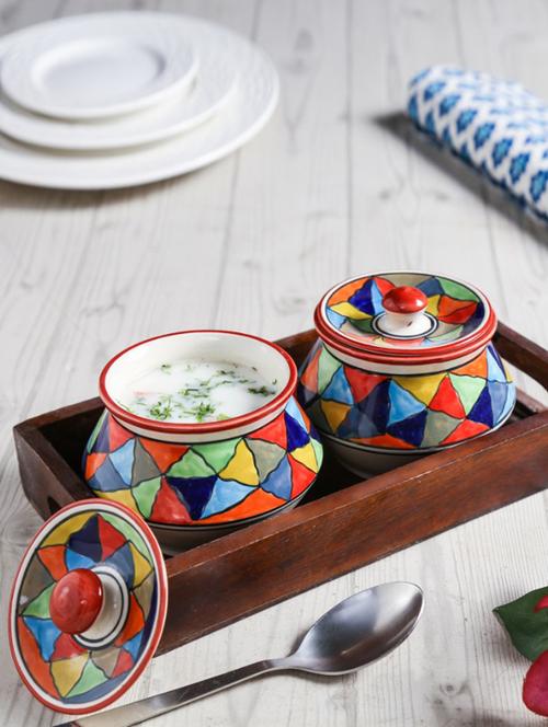 ceramic handi set of 2 with wooden base tray - 14155055 - Very Small Image - 1