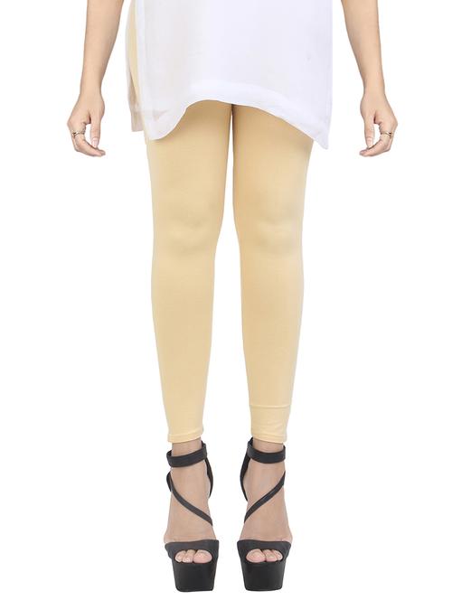 solid beige viscose legging - 14155080 - Very Small Image - 1