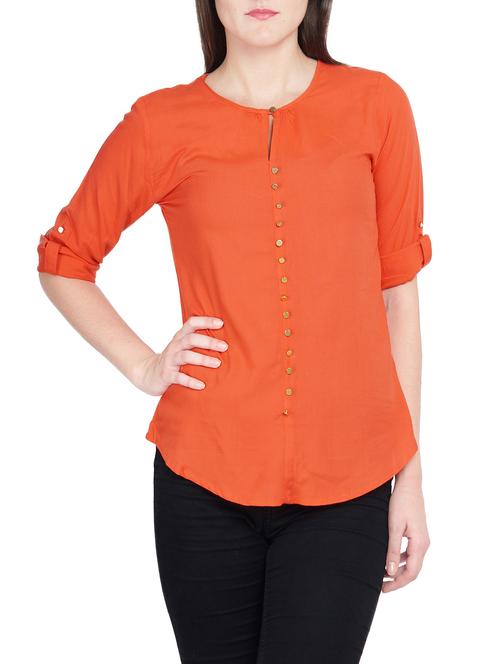 orange rayon top - 14155084 - Very Small Image - 1