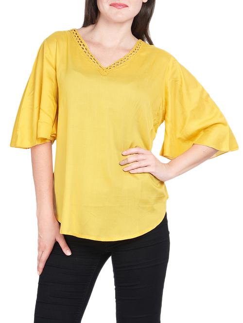 yellow rayon top - 14155087 - Very Small Image - 1