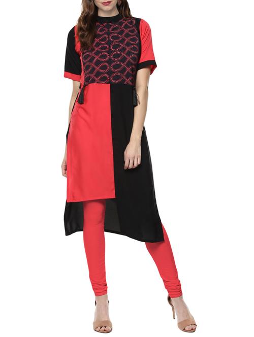 black crepe asymmetric kurta - 14157976 - Very Small Image - 1
