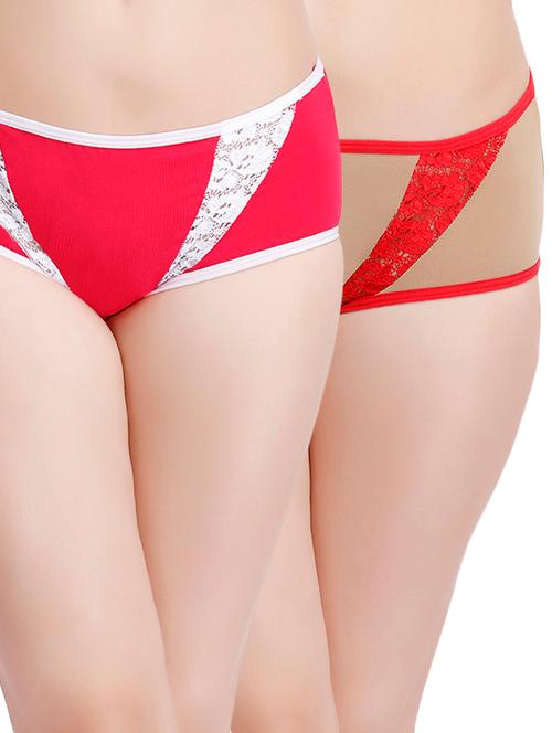 set of 2 multi colored cotton blend hipster panties - 14158047 - Very Small Image - 1