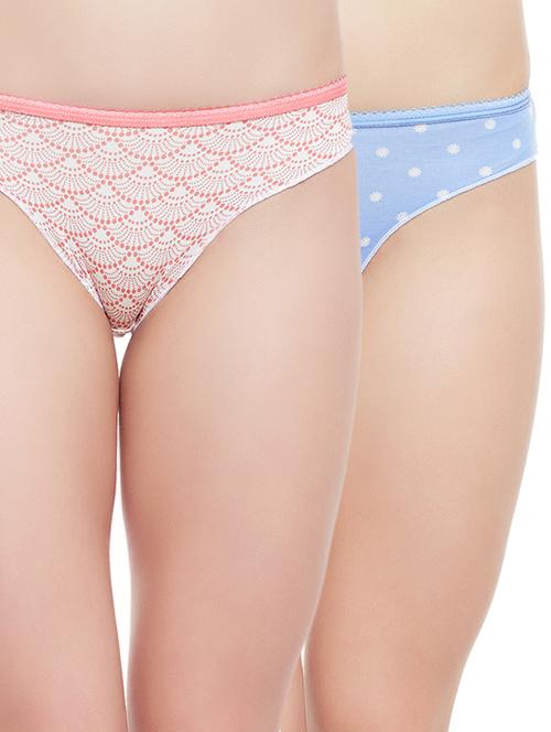 set of 2 multi colored cotton blend bikini panties - 14158052 - Very Small Image - 1