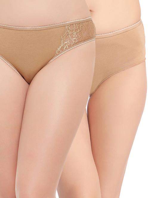 set of 2 brown cotton blend panties - 14158075 - Very Small Image - 1