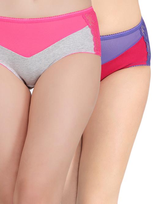 set of 2 multi colored cotton blend panties - 14158143 - Very Small Image - 1