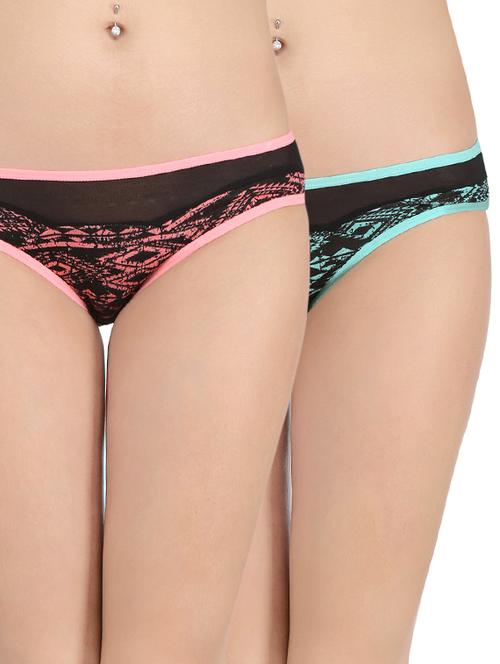 set of 2 multi colored cotton blend panties - 14158149 - Very Small Image - 1