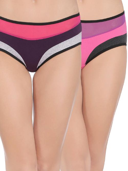 set of 2 multi colored cotton blend panties - 14158184 - Very Small Image - 1