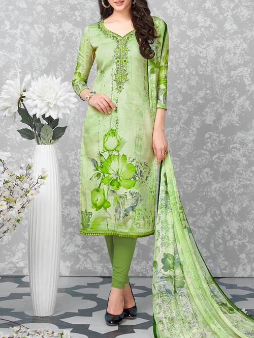 green churidaar suit dress material - 14158722 - Very Small Image - 1