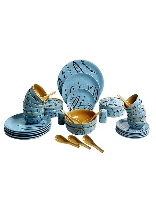 caffeine styliest handmade classic turquoise and mustard dinner set-set of 37 pieces - 14160341 - Very Small Image - 1