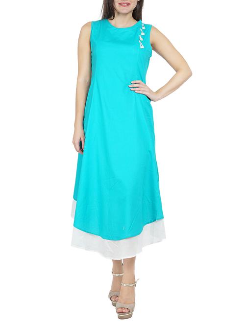light blue cotton layered dress - 14162120 - Very Small Image - 1