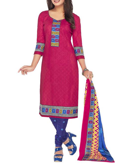 pink churidaar unstitched suit - 14162223 - Very Small Image - 1