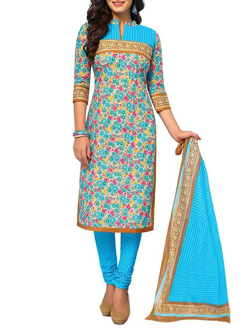 multi colored churidaar suits dress material - 14162251 - Very Small Image - 1