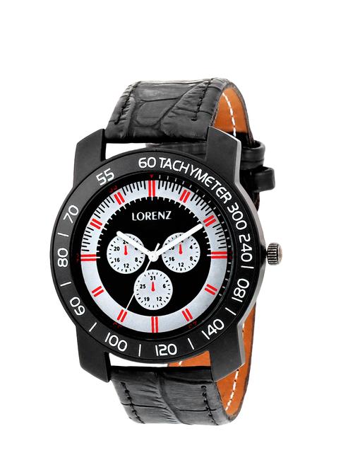 lorenz mk-1034a tachymeter chrono style black analog watch for men - 14162411 - Very Small Image - 1