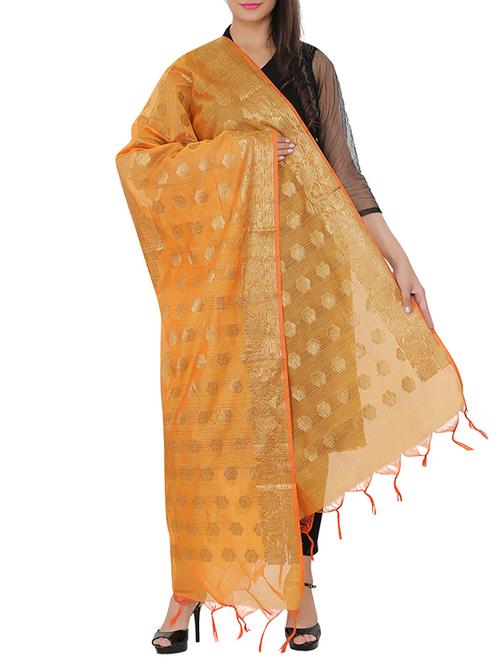 orange chanderi woven dupatta - 14163553 - Very Small Image - 1