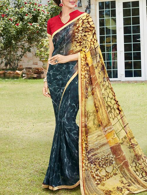 multicolored printed saree - 14165568 - Very Small Image - 1