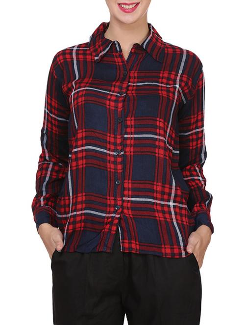 red checkered rayon shirt - 14166476 - Very Small Image - 1