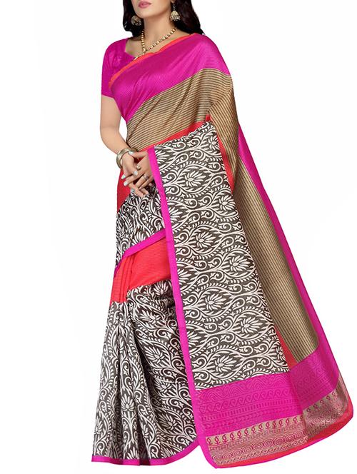 multi colored silk printed saree with blouse - 14166688 - Very Small Image - 1