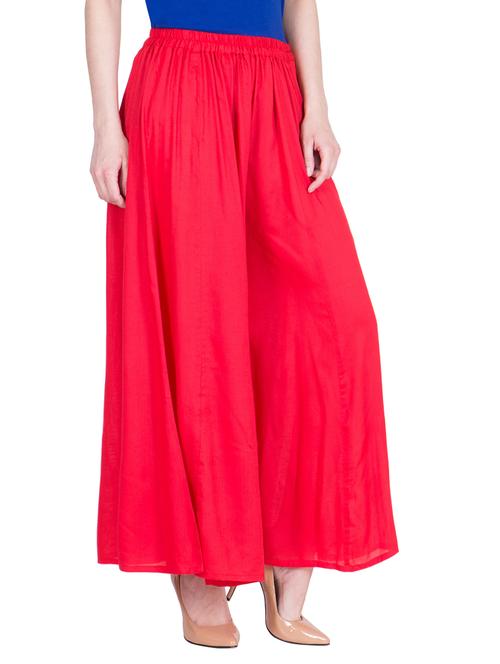 solid red viscose palazzo - 14166759 - Very Small Image - 1