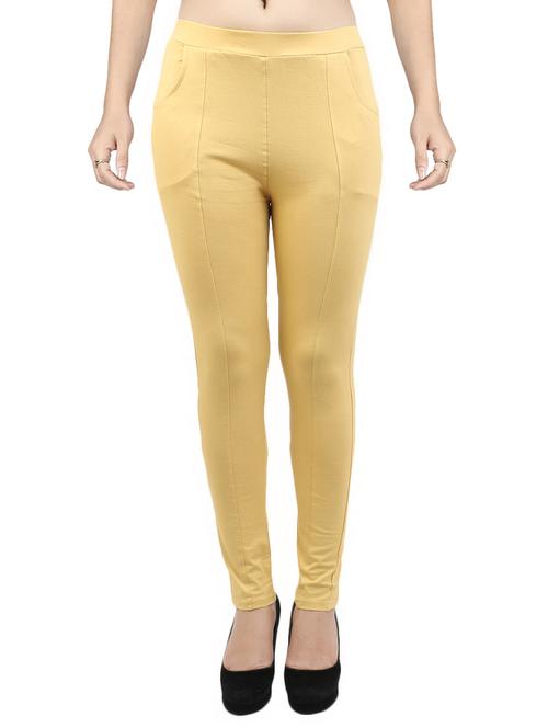 yellow cotton blend jegging - 14166804 - Very Small Image - 1