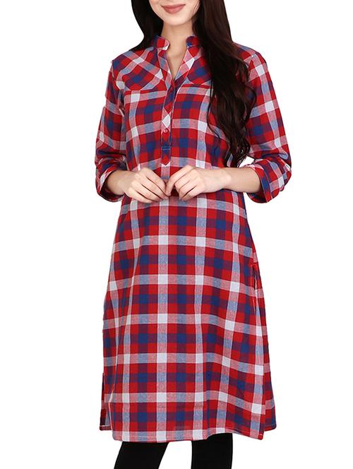 multi colored cotton straight kurta - 14167901 - Very Small Image - 1
