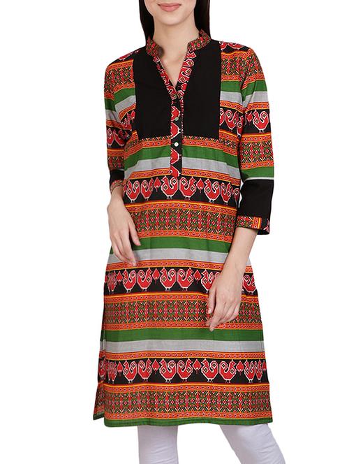 brown cotton straight kurta - 14167917 - Very Small Image - 1