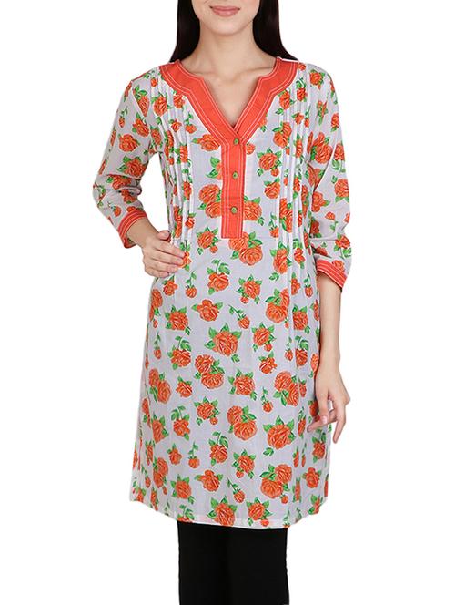 white cotton straight kurta - 14167930 - Very Small Image - 1