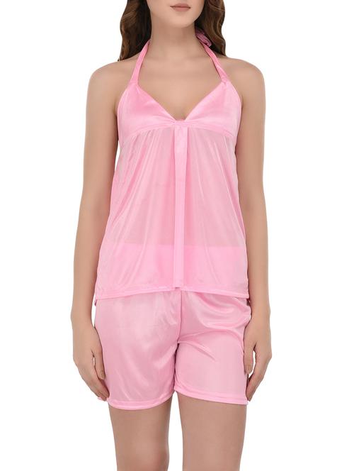halter neck solid top with shorts set - 14168531 - Very Small Image - 1