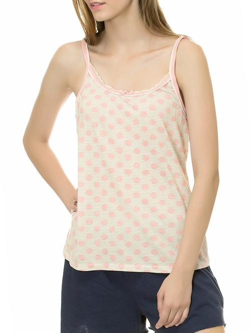 light pink printed cotton camisole - 14168969 - Very Small Image - 1