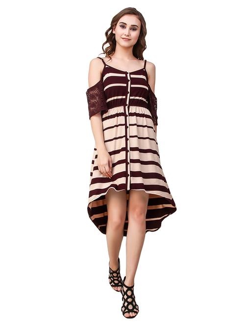maroon viscose high low dress - 14169095 - Very Small Image - 1
