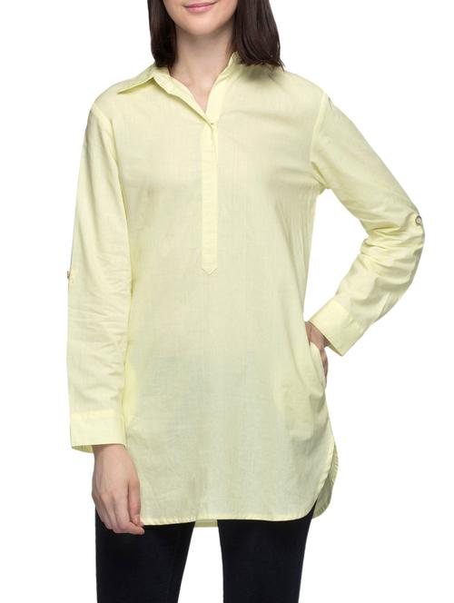solid yellow cotton tunic - 14170044 - Very Small Image - 1