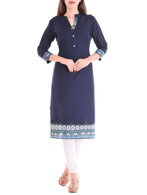straight indigo kurta - 14170677 - Very Small Image - 1