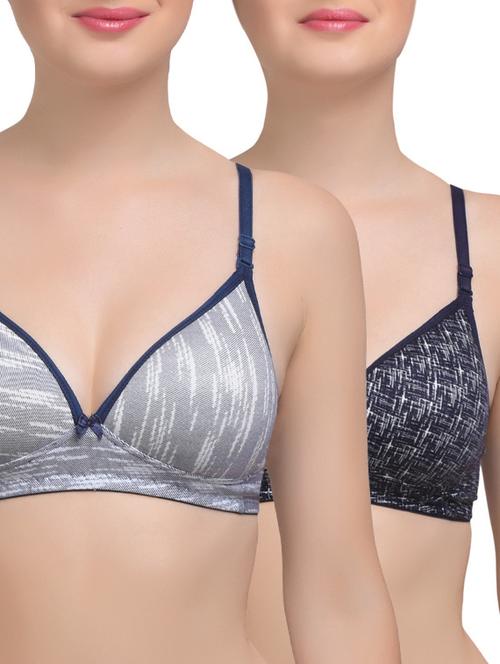 set of 2 multi colored cotton bras - 14170735 - Very Small Image - 1