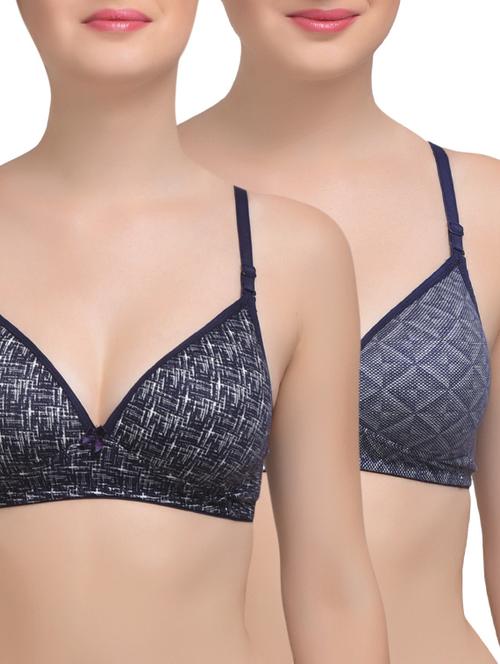 set of 2 multi colored cotton bras - 14170744 - Very Small Image - 1