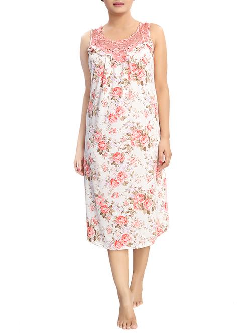 white printed cotton nighty - 14170768 - Very Small Image - 1