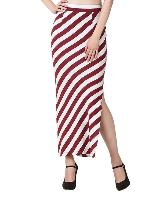 diagonal striped side slit skirt - 14171919 - Very Small Image - 1