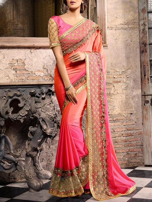 pink ombre saree - 14172039 - Very Small Image - 1