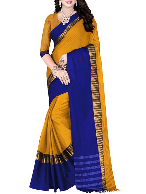 contrast bordered saree with blouse - 14173567 - Very Small Image - 1