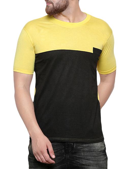 yellow cotton color block t-shirt - 14173975 - Very Small Image - 1