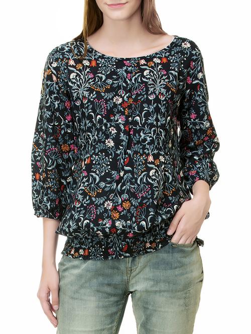 multi colored rayon blouson top - 14175750 - Very Small Image - 1