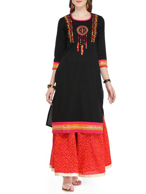 embroidered kurta palazzo set - 14175764 - Very Small Image - 1