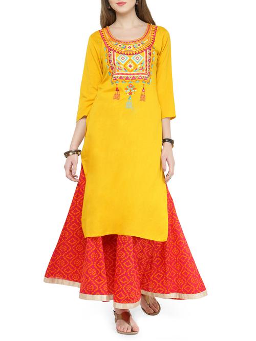 embroidered kurta palazzo set - 14175852 - Very Small Image - 1