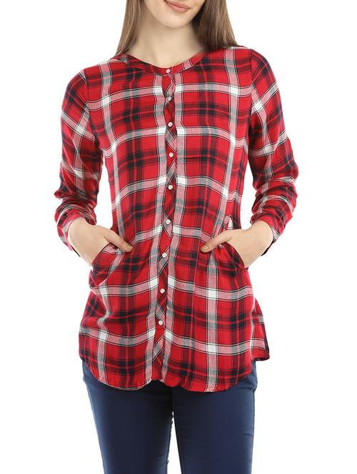 red viscose casual shirt - 14178113 - Very Small Image - 1