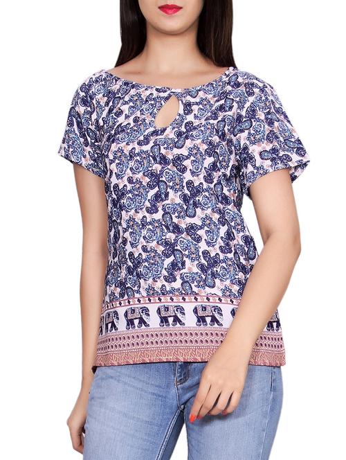 key hole neck printed top - 14178360 - Very Small Image - 1