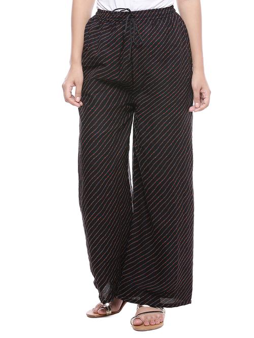 black printed straight palazzo - 14180035 - Very Small Image - 1