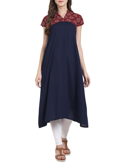 asymmetric printed yoke kurta - 14180108 - Very Small Image - 1