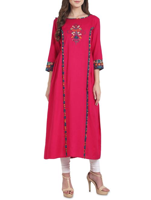 a-line embroidered kurta - 14180126 - Very Small Image - 1