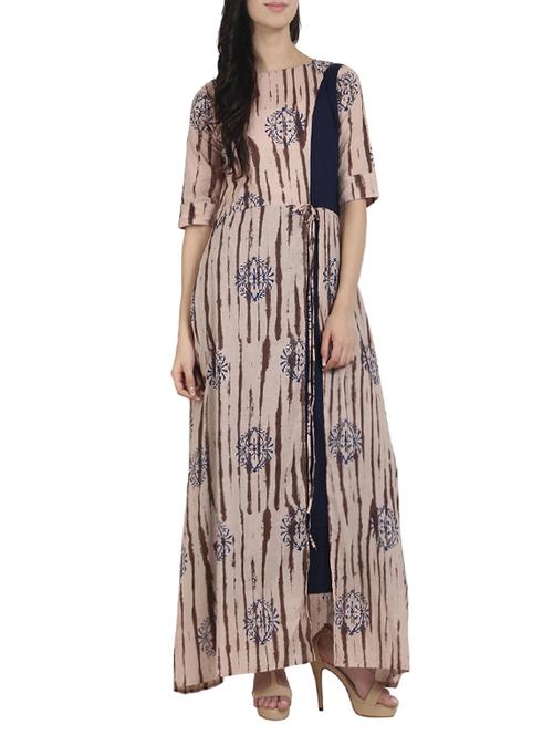 high slit printed draw string kurta - 14180145 - Very Small Image - 1