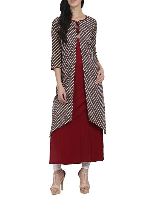 layered leheriya kurta - 14180173 - Very Small Image - 1