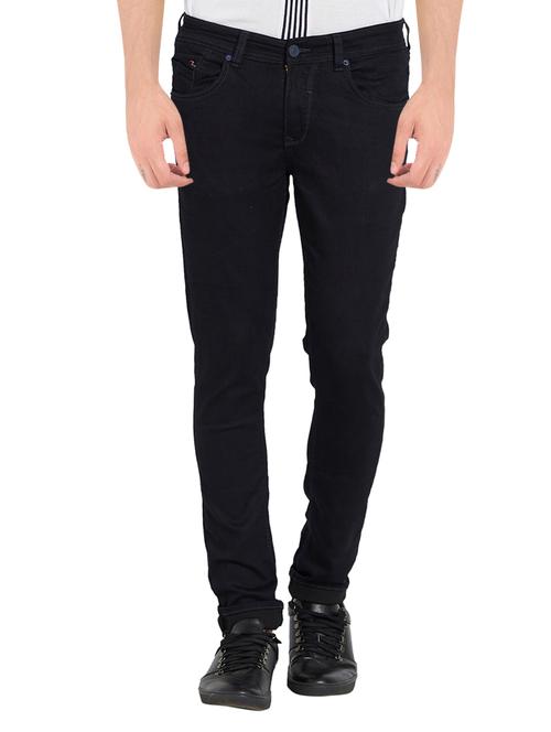 navy blue cotton plain jeans - 14181523 - Very Small Image - 1